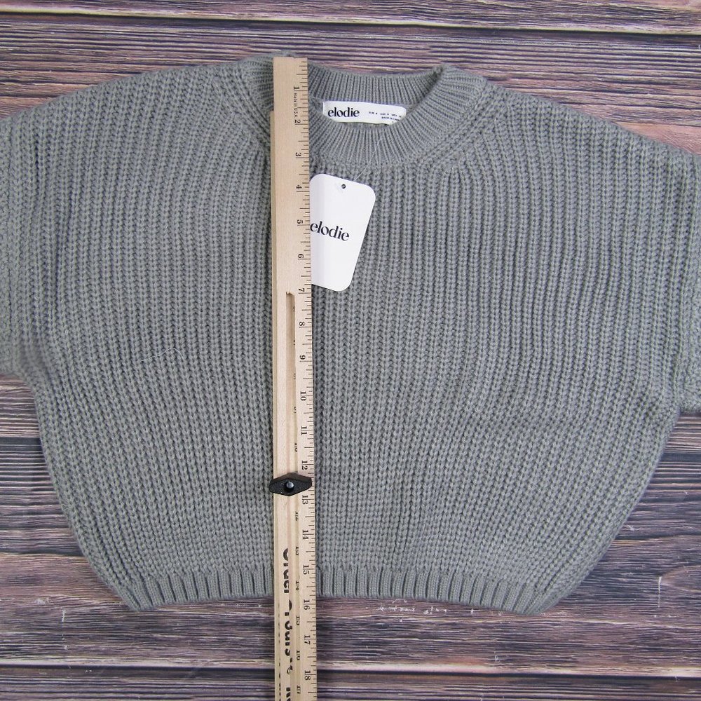 Elodie NEW Small Gray Crewneck Crop Sweater Knit Winter Acrylic - Picture 5 of 7